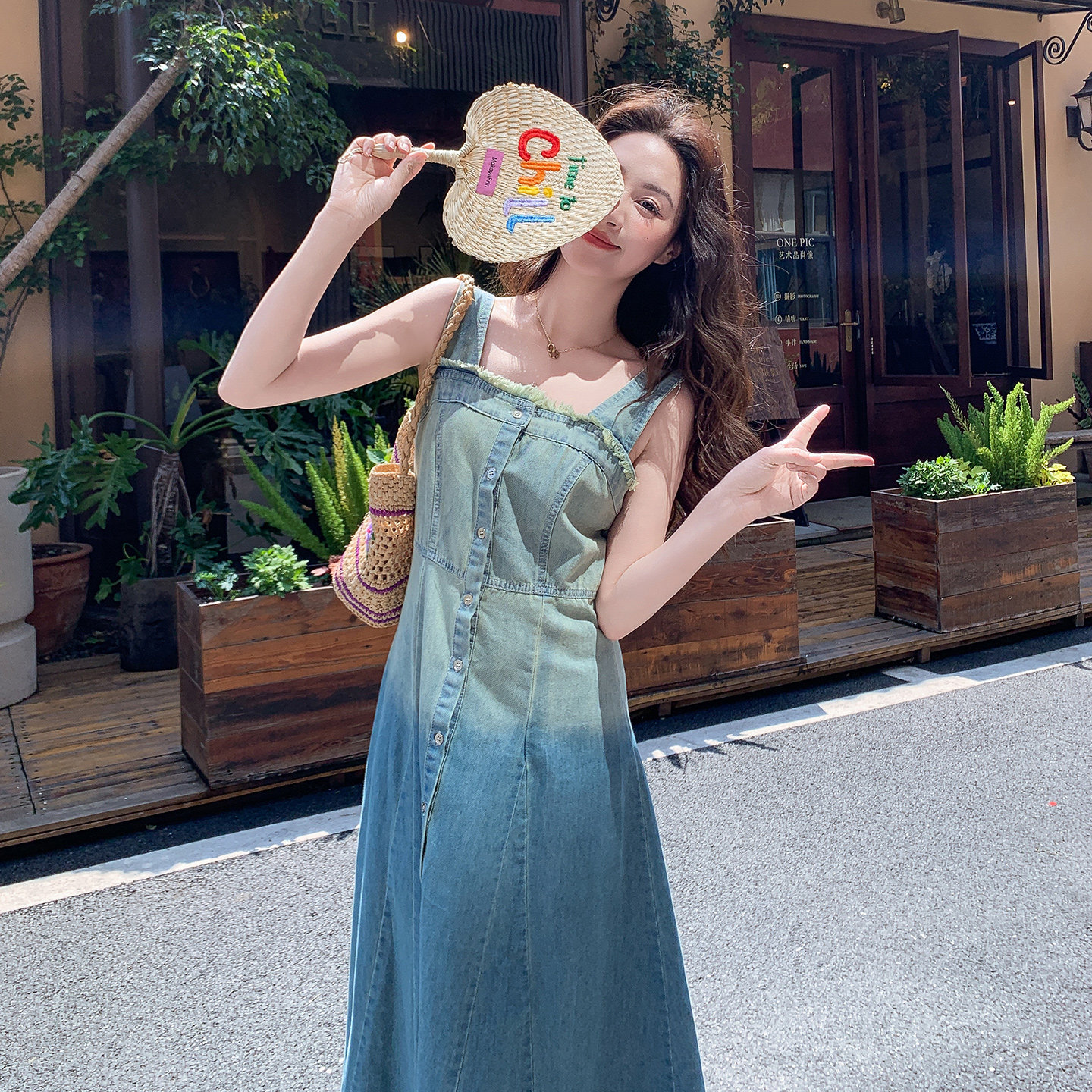 【大货已出】渐变色牛仔连衣裙2B175-8504-P145控238,女装连衣裙,浙宝229