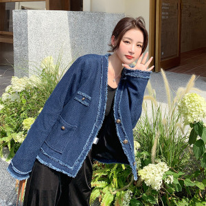 现货现货！22年秋装小香风牛仔外套229-8180-P135控188图片