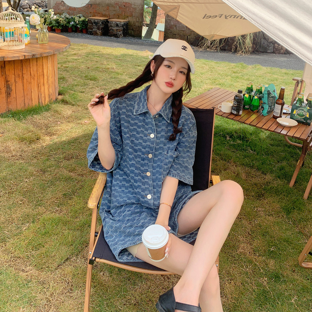 松弛感薄款牛仔连体裤女夏2025超火好看小个子高级感绝美阔腿短裤,女装连体裤,浙宝229