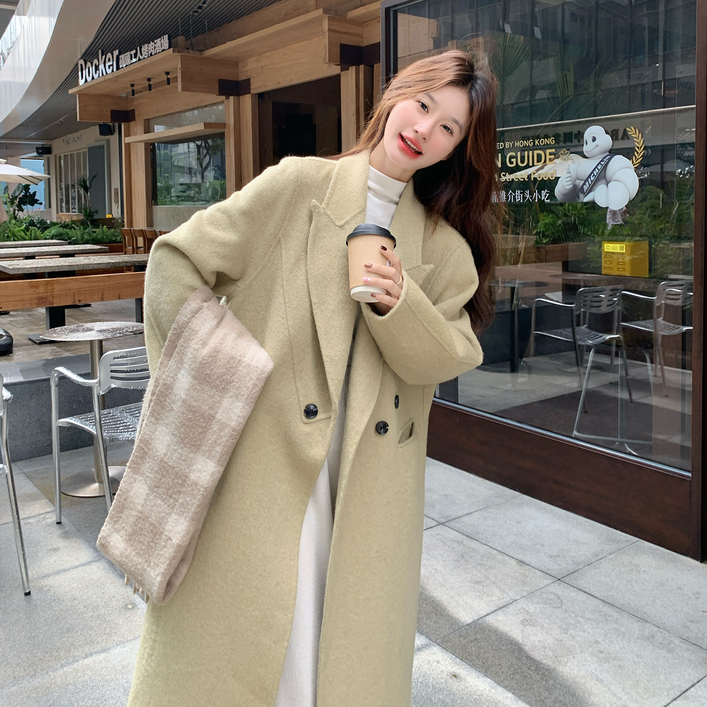 【大货】25年抹茶绿双面羊毛大衣2B175-8456-P295控438,女装毛呢外套,浙宝229