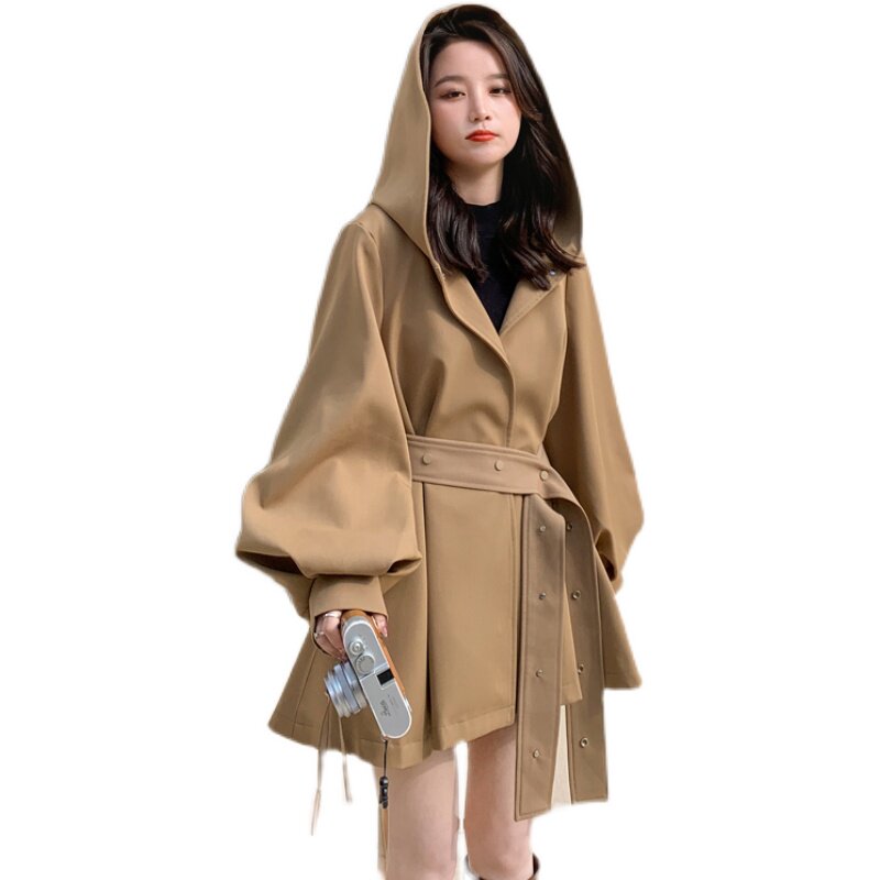 现货22春季宽松连帽斗篷小风衣女短外套229-8153-P125-K188,女装风衣,浙宝229