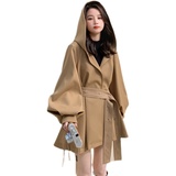 现货22春季宽松连帽斗篷小风衣女短外套229-8153-P125-K188，女装风衣，浙宝229