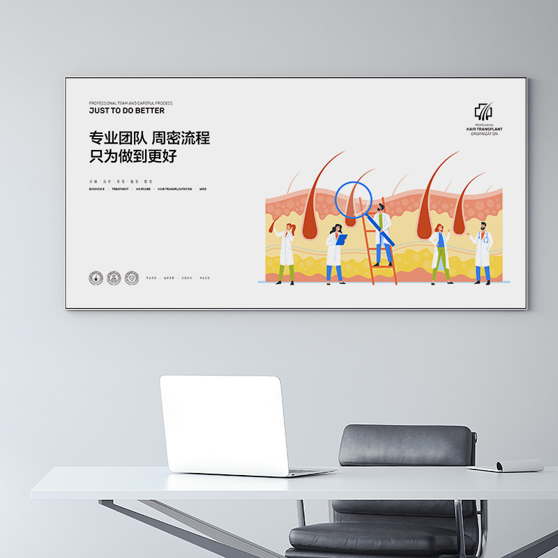 毛发移植中心装饰画无痕植发海报宣传画植发医院广告挂画墙面壁画
