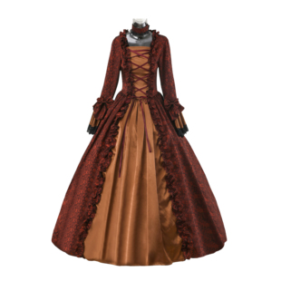 咖啡色暗纹织锦欧洲宫廷服茶话会lolita哥特式礼服洛可可舞台剧装