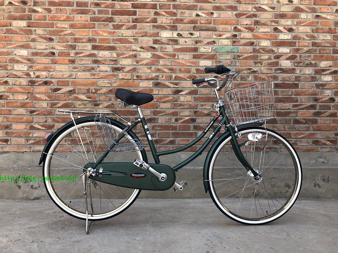 出口日本自行车川崎牌双弯公主-内三速感应灯轻便通勤车-复古车