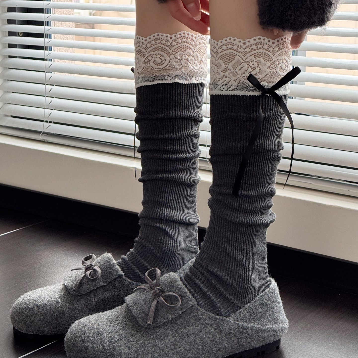 烟灰色中筒袜春秋款蝴蝶结咖色堆堆袜洛丽塔蕾丝花边女白色小腿袜,女士内衣/男士内衣/家居服,中筒袜,淘宝优惠券,粉丝福利购,淘宝优惠卷