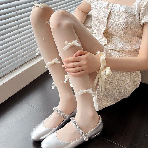 JK白丝女薄款米白色丝袜连裤袜