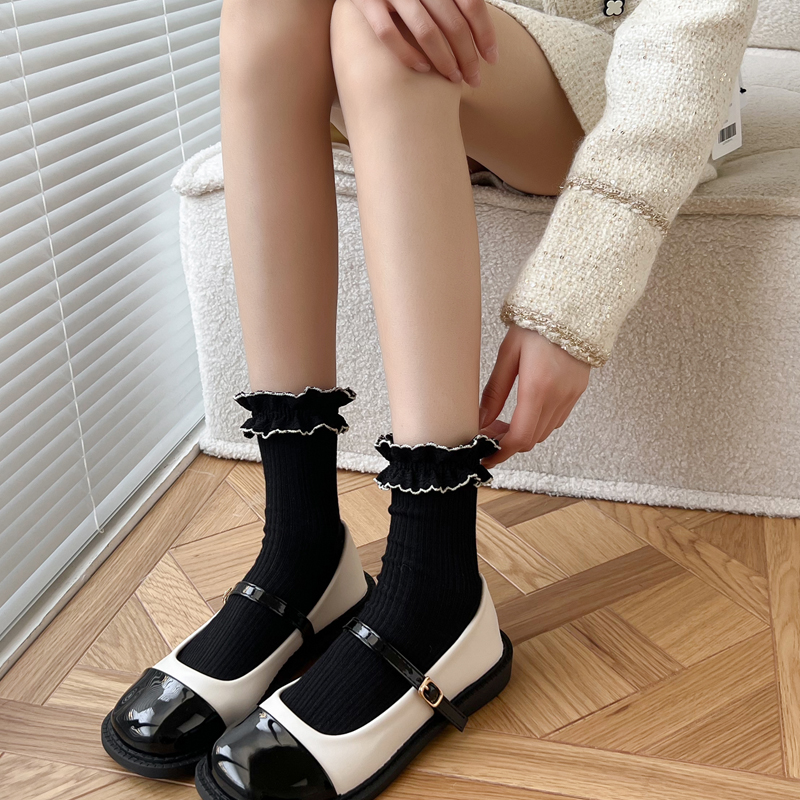 堆堆袜春秋蕾丝花边短袜子