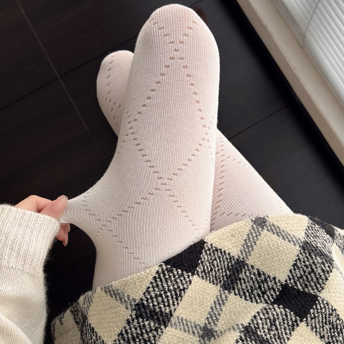 秋冬款百搭甜美jk米白丝袜打底裤