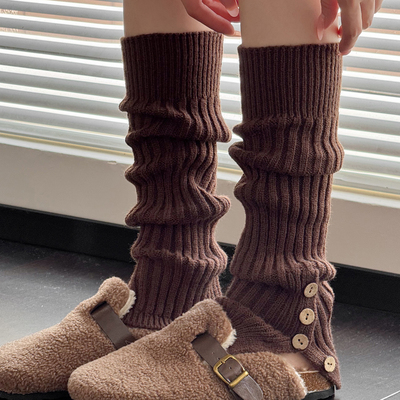 秋冬款加厚保暖咖啡色袜套中筒袜