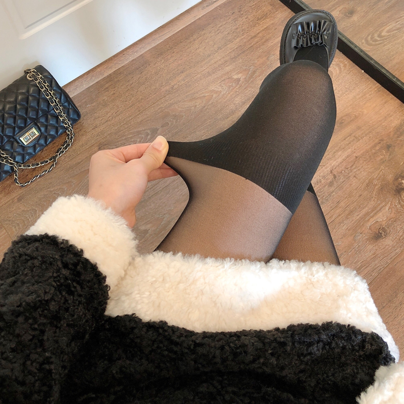 拼接假大腿袜秋冬加厚加绒黑丝女