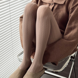袜 女jk奶白色丝袜波浪纹显瘦烟灰色连裤 秋冬款 天鹅绒咖啡色打底裤