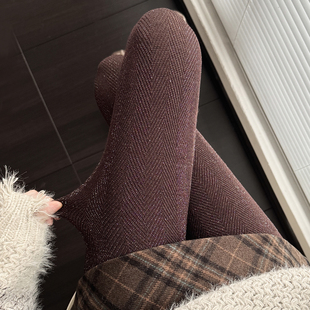 秋冬款亮丝美拉德咖色打底裤女加厚保暖烟灰色连裤袜jk米白色丝袜