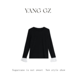 YANG GZ【似水年华】法式蕾丝喇叭袖针织羊毛打底衫女 GZ25SA007