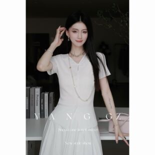 短袖 YANG 上衣T恤女 百搭显瘦V领修身 春夏新款 悠闲度夏