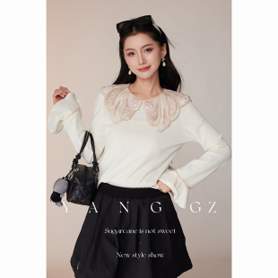 兰精莫代尔蝴蝶领打底衫 花暖蝶知 新款 上衣女 新中式 YANG