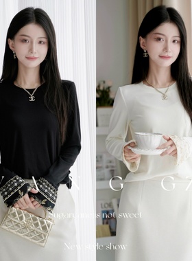 YANG GZ【白日香槟】初秋款慕斯羊毛圆领针织衫女 GZ5153TS602505