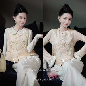YANG GZ【发财有方象】新中式2025新款吉象纹开衫马甲外穿上衣女