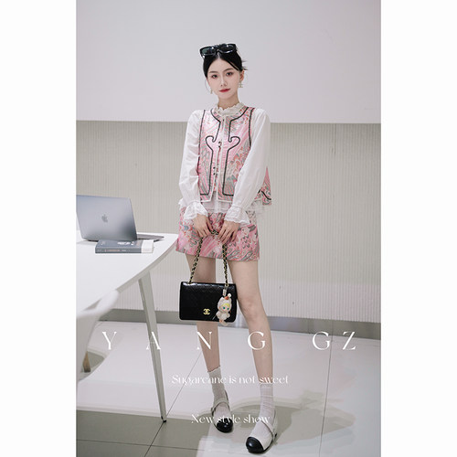 凤凰仿宋锦马甲外穿上衣半身裙女