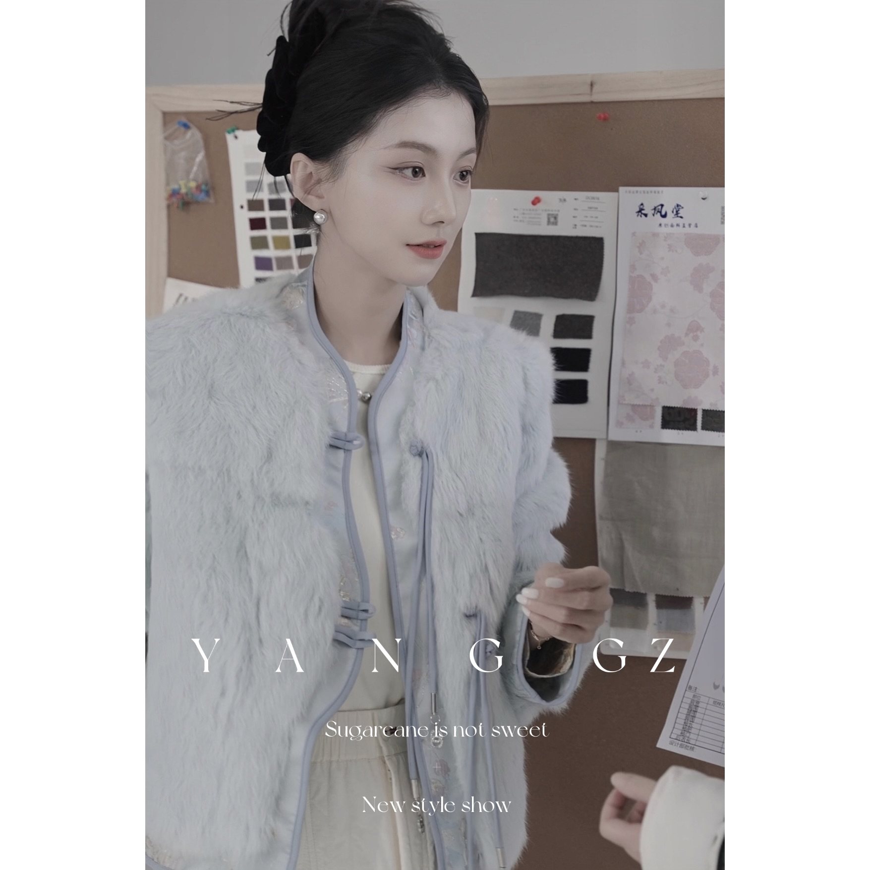 YANG GZ 【清濛悠悠】新中式国风设计感50鸭绒毛绒羽绒服上衣女