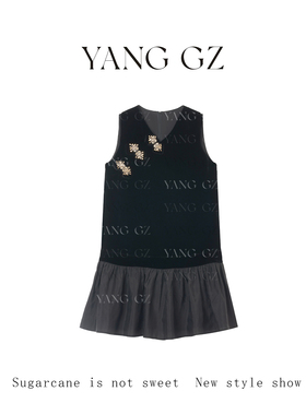 YANG GZ【丝绒缪斯】新款设计感宽松显瘦桑蚕丝丝绒微蓬连衣裙女