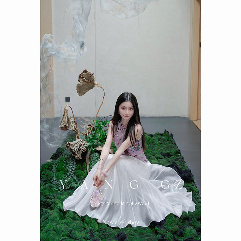 YANG GZ【双生花艳】新中式2025夏季新款高级感短袖T恤修身上衣女
