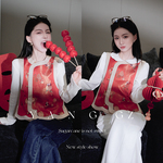 YANG GZ【桃来运转】新中式国风新款秋冬刺绣圆领马甲外穿上衣女