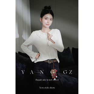 YANG GZ【繁花之境】新中式2025新款秋冬高级感内搭上衣打底衫女