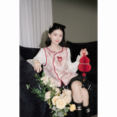 新款 YANG 新中式 幸福加马 马踏牡丹纹翻领马甲外穿上衣女