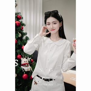 YANG GZ【茉莉白雪】新中式新款秋冬季娃娃领高级感衬衫上衣女