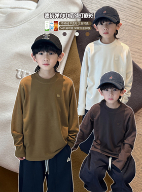 凯文家童装2025年冬季新品男童中大童韩版简约半高领儿童打底衫