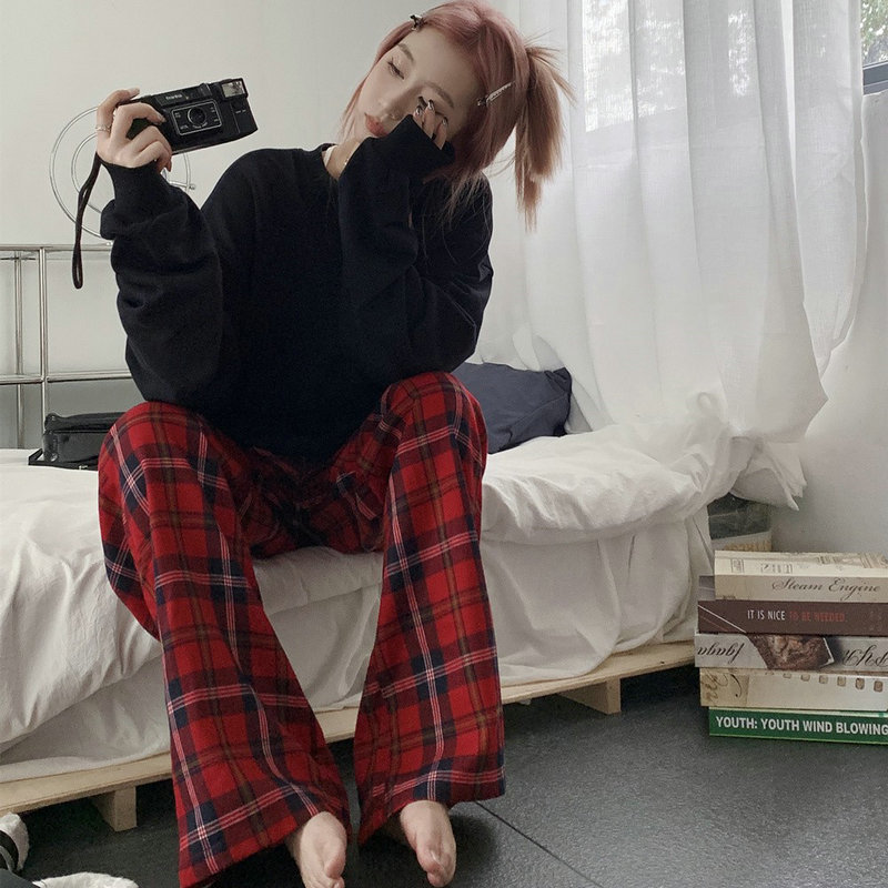 ins网红款可外穿长袖睡衣女套装