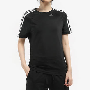 阿迪达斯正品 透气圆领短袖 女装 休闲修身 运动T恤BK2682 新款 Adidas
