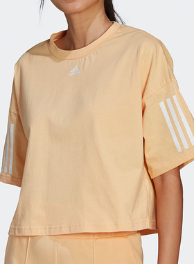 Adidas/阿迪达斯正品圆领短款休闲透气女子运动短袖T恤HT3507