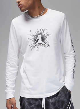 Nike/耐克正品JORDAN男士印花休闲圆领针织长袖T恤FN5973-100