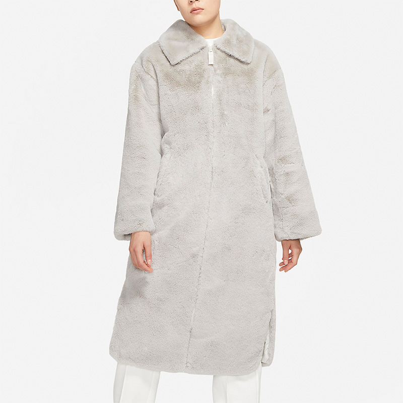 Nike/耐克正品冬季女子人造皮草仿貂绒保暖中长款外套 DQ6839-012