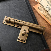 插销全纯黄铜门栓新中式 户仿古铜大门大号插销 木门固定复古老式