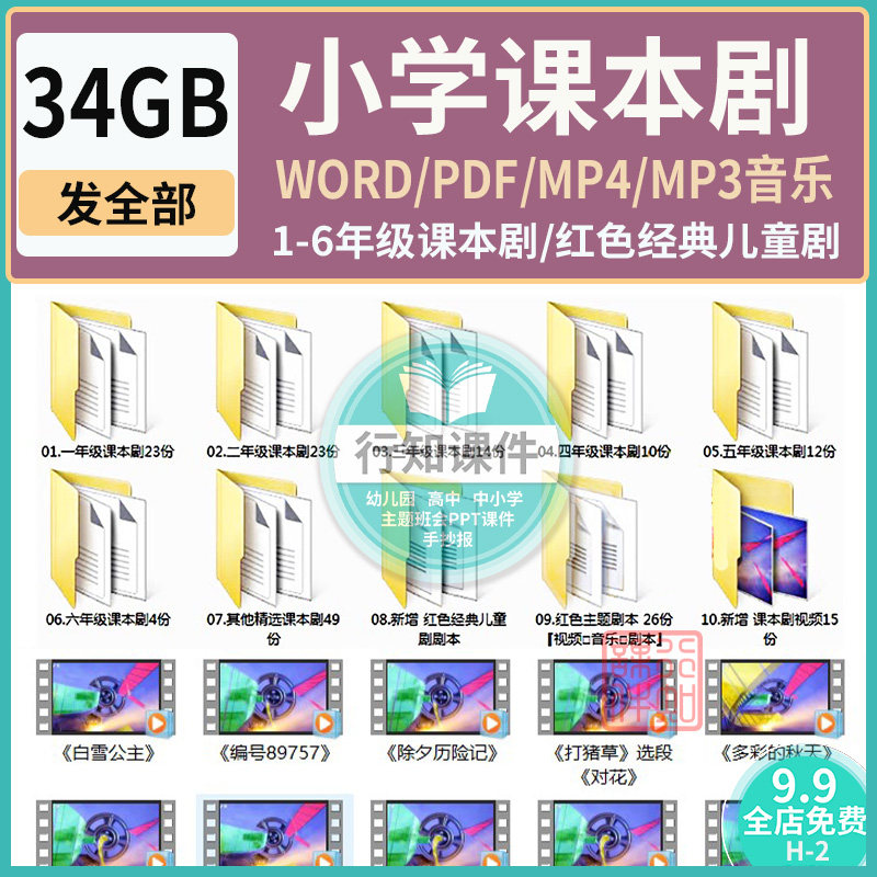 小学生课本剧合集123456年级课本剧红色经典剧视频剧本赠mp3音乐