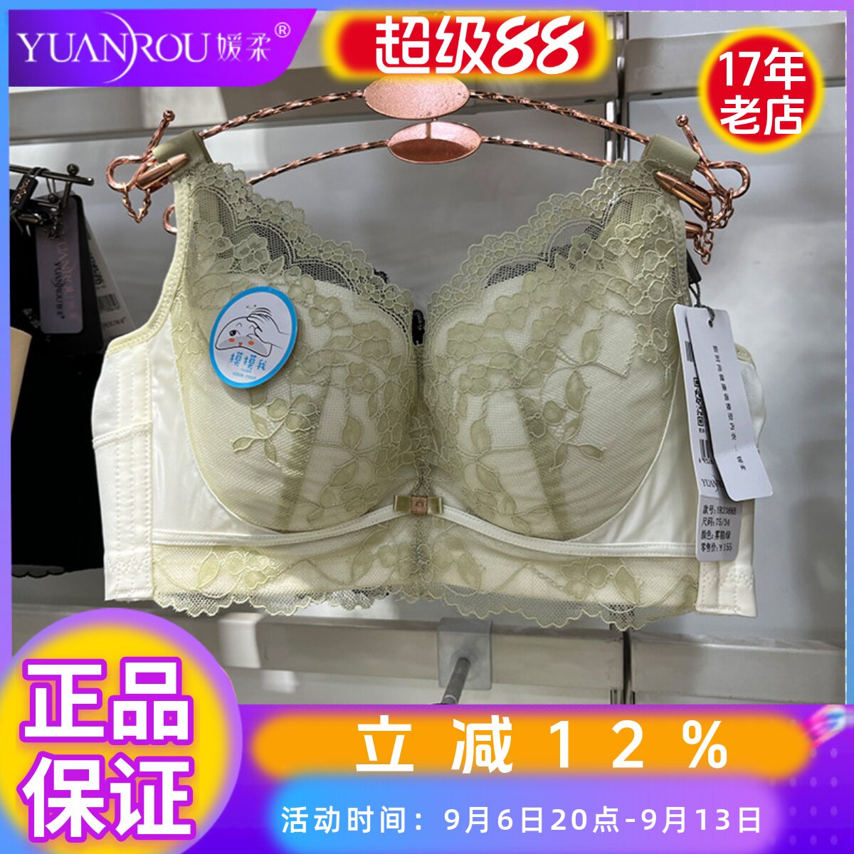 媛柔3388无钢圈薄棉聚拢聚拢性感