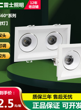 雷士照明 LED格栅射灯客厅背景墙吊顶过道单双头COB孔灯NLED5601A