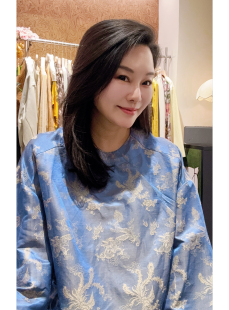 安西娅 国风提花上衣 凤凰丝麻新中式