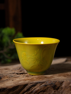 龙泉慧仙青瓷绿野仙踪主人杯刻绘品茗杯陶瓷功夫茶具弟窑创意茶碗