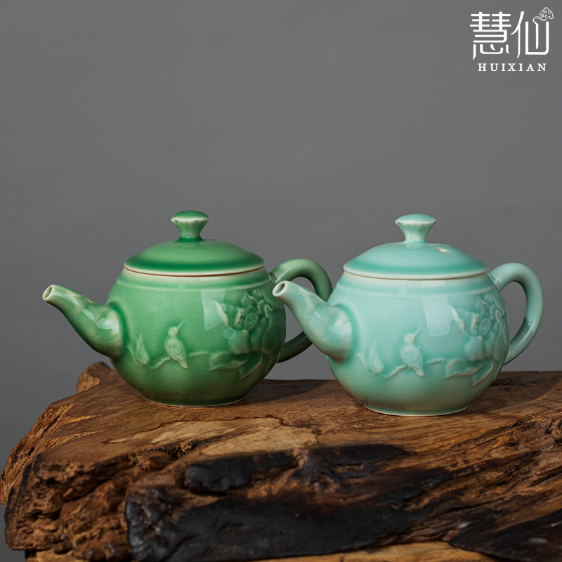 龙泉慧仙青瓷莲蓬荷花家用手工大号茶具泡茶器陶瓷茶壶单壶泡茶壶,餐饮具,茶壶,淘宝优惠券,粉丝福利购,淘宝优惠卷