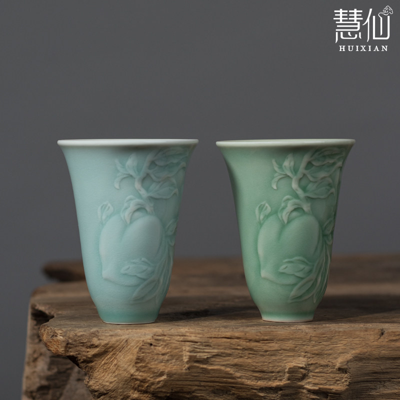 龙泉慧仙青瓷钰桃闻香杯高档家用男主人杯品茗杯专用单茶杯喝茶器,餐饮具,茶杯,淘宝优惠券,粉丝福利购,淘宝优惠卷