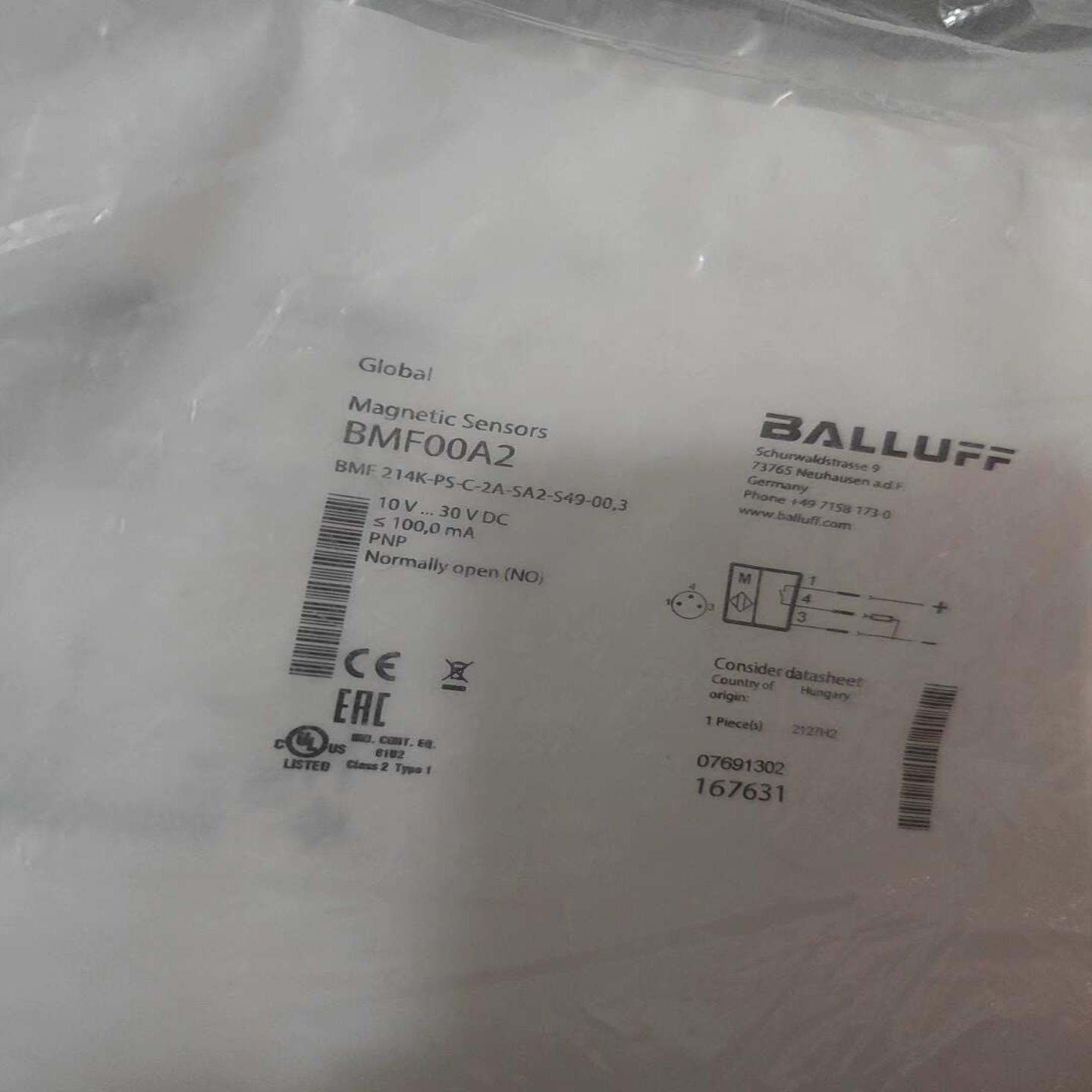 BALLUFF原装巴鲁夫BMF00A2磁敏传感器BMF 21