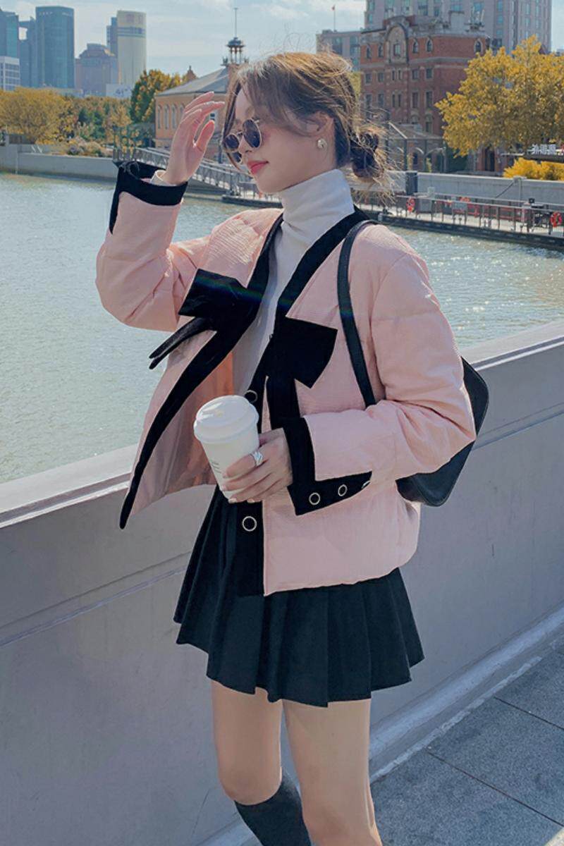【档口现货】90白鸭绒蝴蝶结短款羽绒服外套288A-925-P275-K398,女装羽绒服,浙宝095(原288A)