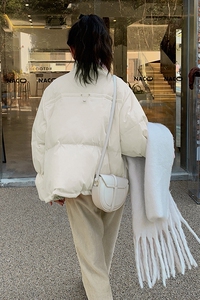 现货2022短款牛角扣白鸭绒羽绒服面包服288A-912图片
