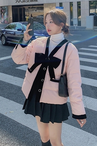 【档口现货】90白鸭绒蝴蝶结短款羽绒服外套288A-925-P275-K398,律政女穿搭图片