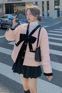 【档口现货】90白鸭绒蝴蝶结短款羽绒服外套288A-925-P275-K398图片