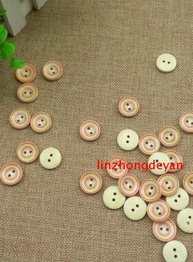 DIY木质钮扣扣子 暗花木儿童手工扣装饰扣儿童毛衣圆形纽扣